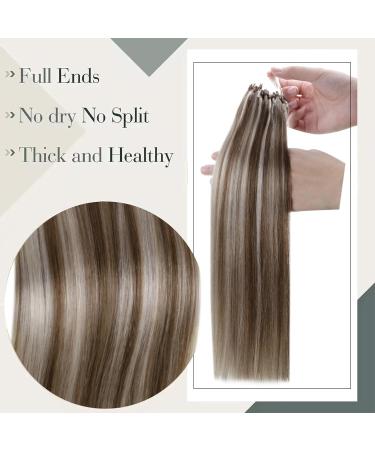 LAAVOO 60cm Real Hair Extensions with Microring - Blond Highlight Light Brown & Hell Blond - 50g/50s #P8/24 - International Shipping Available - Buy Online on GoSupps.com