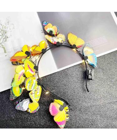 SINLOV Butterfly LED Glowing Headband Christmas Light Up Headbands Party Headpiece Festival Hair Accessories for Woman Girls (Yellow) - Buy Online on GoSupps.com
