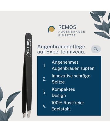 REMOS Professional Tweezers with Extra Fine Tips for Precision Eyebrow Plucking - Black | International Shipping Available - Buy Online on GoSupps.com