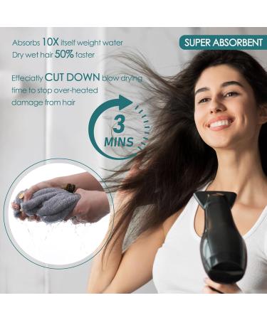 Jeffsun Hair Dryer Towels for Women & Girls - Super Absorbent Microfiber 2-Pack (Pink & Gray) - Buy Online on GoSupps.com