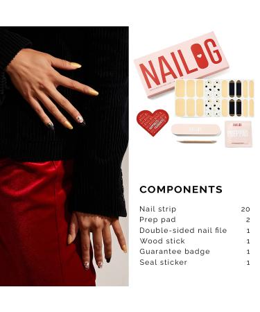 NAILOG Semi Cured Nail Strips - 20 Extra Long Polish Stickers for Glossy & Long-Lasting Nails in Golden Pearlescent Glitter - Bonbon - Buy Online on GoSupps.com