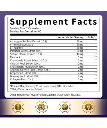 GPGP GreenPeople Melatonin 5mg Extra Strength | Adult Extra Strength Supplement Sleep Aid with Ashwagandha Saffron L Theanine Valerian Root GABA-120 Sleeping Capsules - Buy Online on GoSupps.com