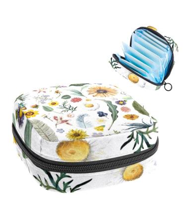 1 pack of women's bands storage bag portable menstrual pad tampon zippering bag female menstruation first period bag for teenagers girls women flower patterns sunflower multicolored 4
