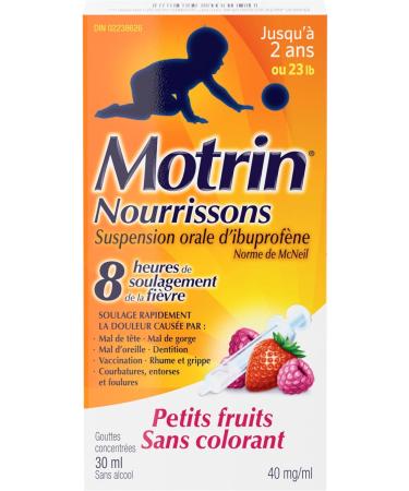 Motrin Infants' Ibuprofen Oral Suspension Concentrated Drops Dye Free Berry Flavour 40 mg/ml 30 mL - Buy Online on GoSupps.com