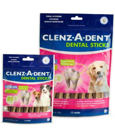CLENZ-A-DENT Large Dog Dental Chews - 100% Vegetarian Dog Dental Sticks - Natural Dog Toothbrush and Dog Breath Freshener That Fights Plaque Removes Tartar & Simplifies Dog Teeth Cleaning (12 Pack) 34 g (Pack of 12) - Buy Online on GoSupps.com