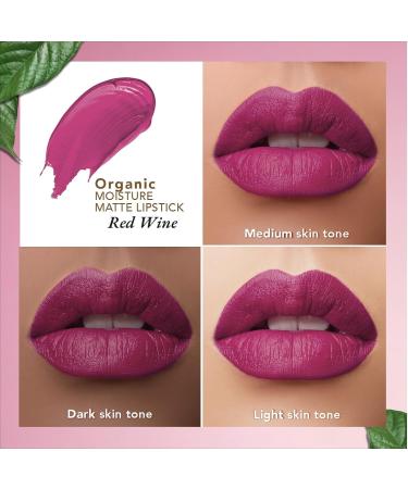 Moisture Matte Lipstick - Red Wine | Long-Lasting Hydrating Organic & Vegan | Creamy Matte Finish | 4gm - Buy Online on GoSupps.com