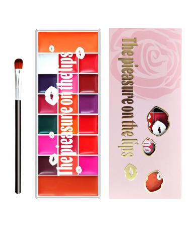 Zibeem Zibeem Lip Palette 20 Shades of Lip Colors Light Matte Creamy Tinted Blush Waterproof and Smudge-Proof for Evening Everyday Makeup and Parties