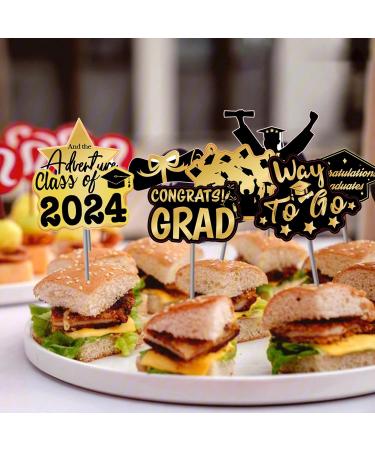 48pcs Graduation Cupcake Toppers Black Gold Grad Cap Diploma Cupcake Toppers Supplies for Graduation Class of 2023 Party Decorations 8 designs - Buy Online on GoSupps.com