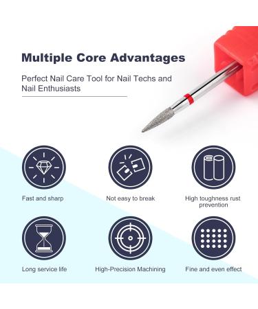 BNG Diamond Nail Drill Bit Cuticle Remover Professional 3/32" Electric Nail File for Acrylics Gels Nail Art Cleaning Cuticle Bit Nail Drill Manicure Pedicure Salon Tool Fine - Buy Online on GoSupps.com
