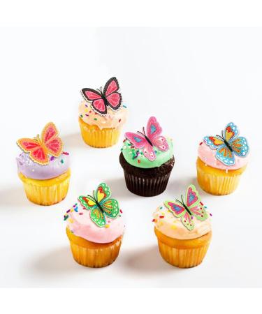 Keaziu 18Pcs Butterfly Cupcake Toppers Cake Party Cake Decorations Mixed Colour for Birthday Wedding Party Wall Decoration Multiple Color Combinations - Buy Online on GoSupps.com