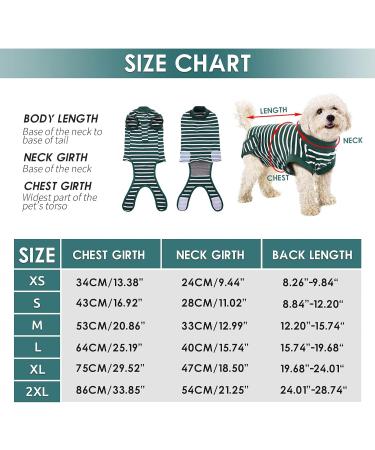 XXL Dog Surgery Recovery Suit - Breathable Postoperative Vest for Puppies | Medical Clothing & E-Collar Replacement | Ruff Green Stripe - Buy Online on GoSupps.com