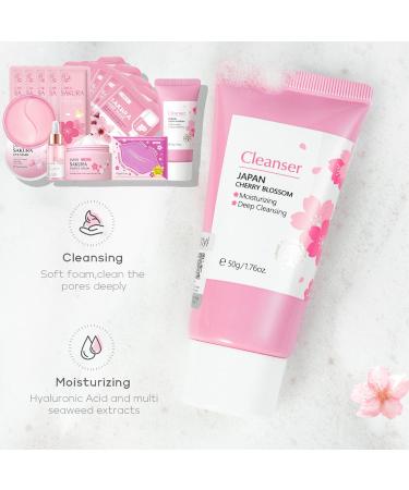 Cherry Blossom Skincare Set | 14-Piece Anti-Aging Kit for Teenage Girls & Women - Cleanser Serum Face & Eye Masks Lip Masks | Japanese Skincare Gifts - Buy Online on GoSupps.com