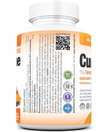 Vita-Nuage (2PACK) 50X Stronger 2950mg 95% Turmeric Curcumin per Capsule + Black Pepper 2 000% Bioavailable 200 Capsules Over 6 Months Supply - Buy Online on GoSupps.com