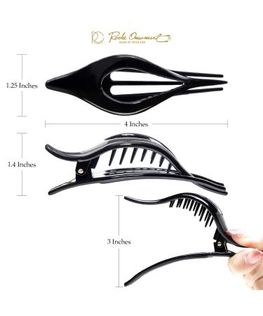 RC ROCHE 6 Pieces Oval Hair Clips for Women - Curvy Elegant Medium Black Side Hair Clips - International Shipping Available - Buy Online on GoSupps.com