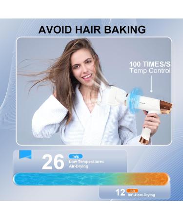 1800W Ionic Hair Dryer - Fast Drying Travel Blow Dryer with Foldable Handle & Auto-Cleaning - Lightweight High-Speed Brushless Motor - Buy Online on GoSupps.com