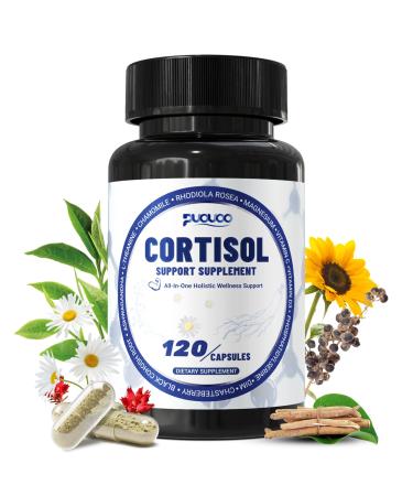 Puouoo 11-in-1 Cortisol Supplement for Women and Men Cortisol Reducer and Detox with Magnesium Ashwagandha & L-Theanine for Mood Focus Sleep Support 120 Capsules