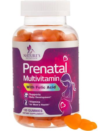 Folic Acid Prenatal Multivitamin Gummies Prenatal Vitamins for Women with Folate Vitamin C D3 B6 B9 & B12 for During & Post Pregnancy - Nature's Non-GMO & Gluten-Free Supplement - 120 Gummies 120 Count (Pack of 1) - Buy Online on GoSupps.com