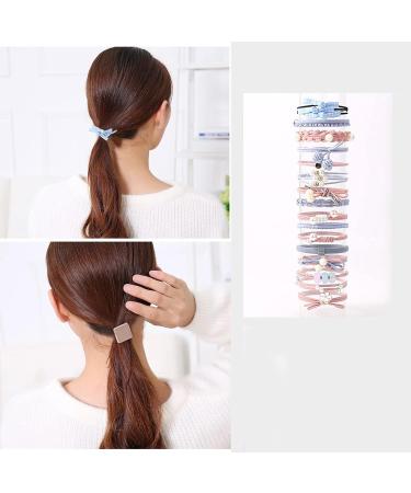 Waibbu Pearl Hair Gum Elastic Tie Set - 24 Colored Metal-Free Hair Ties for Ladies ponytail Holders & Hair Rings - Buy Online on GoSupps.com