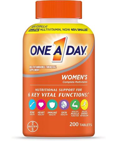 ONE A DAY Women's Complete Daily Multivitamin with Vitamins A, B, C, D, and E, Calcium, Magnesium - 200 Count - Immune Health Support - Buy Online on GoSupps.com