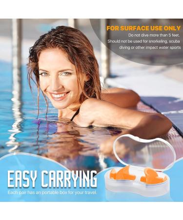 Hearprotek Swim Ear Plugs - 3 Pairs Waterproof Reusable Silicone Ear Plugs for Adults - Comfortable for Swimmers, Shower, Pool, Bath, Surfing - Blue/Black/Orange - Buy Online on GoSupps.com