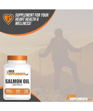 Wild Alaskan Salmon Oil Softgels - 1000mg Omega 3 Supplement - 240 Capsules - Gluten Free - Buy Online on GoSupps.com