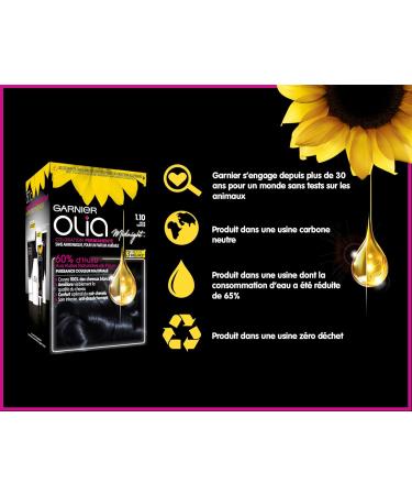  Garnier Garnier Olia Permanent Hair Dye Ammonia-Free Natural Flower Oils Sapphire Black (1.10) - Buy Online on GoSupps.com