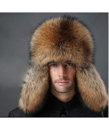 XUYUZUAU Men's Genuine Leather Russian Ushanka Hat with Fox Fur - Winter Natural Brown - Buy Online on GoSupps.com