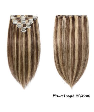 SEGO Clip-In Extensions - Real Human Hair Heat-Resistant 25 cm #4P27-1 Medium Brown/Honeyblond 100% Natural 75 g - Buy Online on GoSupps.com