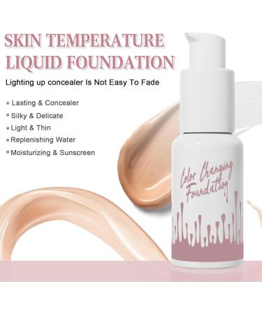 Fond de Teint Changeant De Couleur Hydratation 24H Fondation Couvrante Totale Base de Maquillage Correcteur Longue Tenue Waterproof Fond de Teint Liquide Matte & Poreless Finish - 30ml - Buy Online on GoSupps.com