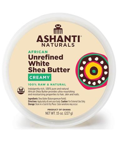 Ashanti Naturals White Whipped Raw Shea Butter | Unrefined African Shea Butter | Creamy Moisturizer for Easy Application - 15 oz