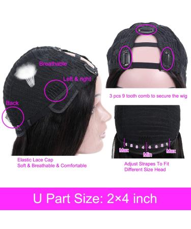 Recomtic Kinky Straight U Part Human Hair Wig 18 Inch - Glueless Brazilian Hair Clip in Half Wig for Black Women - Buy Online on GoSupps.com