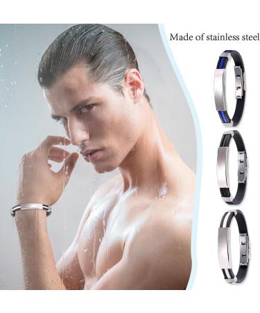 3 Pcs Ion Therapeutic Titanium Wristband Set Adjustable Therapeutic Lympunclog Titanium Wristband Pro Therapy Bracelet for Men Lover Valentines Day(Black White Blue) - Buy Online on GoSupps.com