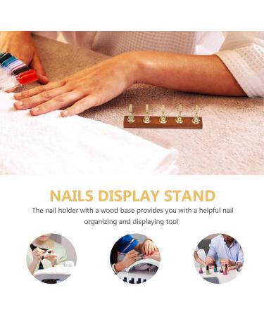 Baluue Nail Practice Stand Wood Nail Tip Art Display Stand Holder Manicure Tool with Reusable Putty Clay for Salon - Buy Online on GoSupps.com