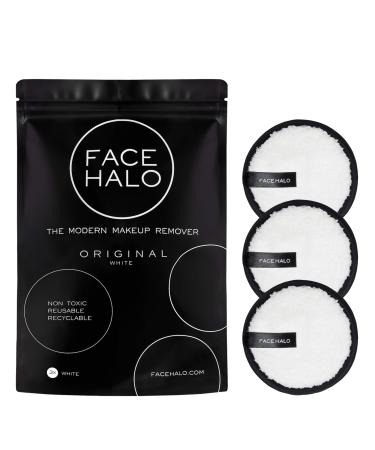 Face Halo Reusable Makeup Remover Microfiber Pads | Gently Removes Heavy Makeup with Just Water, Ultra-Soft, Eco-Friendly, Non-Toxic, All Skin Types, Replaces 500 Single-Use Wipes | Original 3-Pack 3 Pack Original