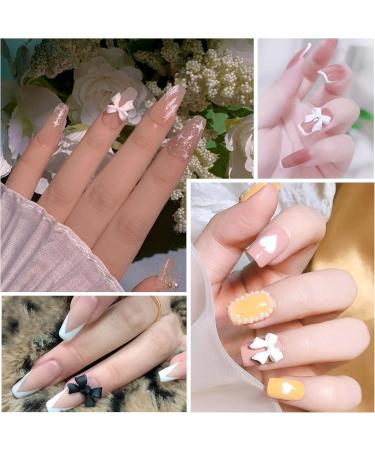 Nail Art Charms 3D Nail Jewels Black White Bow Shape Pearl Nail Art Decoration Nail Accessories for Women Girls (Black&White Bow) - Buy Online on GoSupps.com