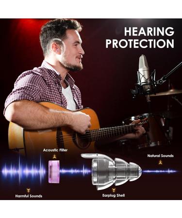 High Fidelity Concert Ear Plugs - Reusable Noise Cancelling Earplugs for Musicians & Festivals - 24dB Hearing Protection (2 Pairs) - Purple - Buy Online on GoSupps.com