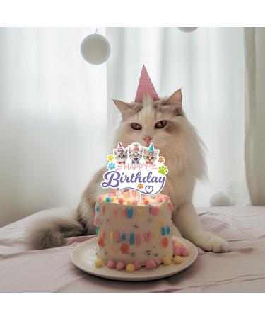 Cat Cake Topper Birthday Topper for Cat Party Decorations Happy Birthday Cake Topper Decoration for Pet Kitten Kitty Birthday Party Decorations 5 inch Colorful Cake Topper - Buy Online on GoSupps.com