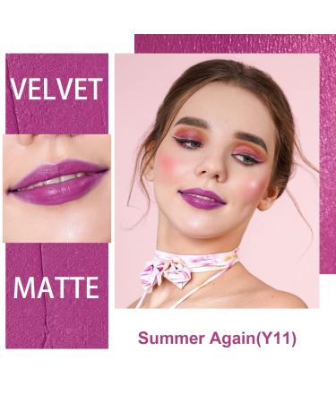 Oulac Purple Creamy Matte Lipstick - Violet Soft Satin Finish | Moisturizing Formula with Rose Oil | Vegan & Cruelty-Free | Highly Pigmented | 3.6g - Summer Again - Buy Online on GoSupps.com