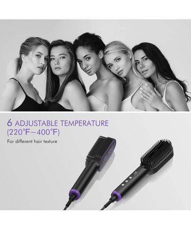 Hastar Enhanced Negative Ion Hair Straightener Brush - 6 Temperature Modes, Fast Heating LED Hot Comb (Purple) - Buy Online on GoSupps.com