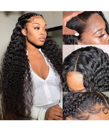 26 Inch Deep Wave Pre Plucked with Hair Lace Front Wigs 9A Brazilian Lace Glueless Frontal Wigs Human Hair Natural Hairline Wigs 26 Inch (Pack of 1) 13x4 Wigs