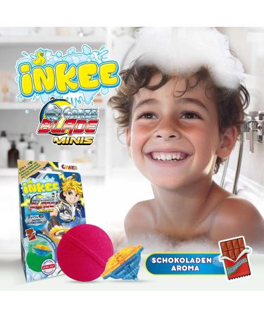 INKEE Surprise Blade 5 Pack Bath Bombs for Kids with Surprise - 5 Mini Spinners of 6 Blade - 5 x 100g Bath Balls with Chocolate and Cocoa Butter Scent Green or Red - Buy Online on GoSupps.com
