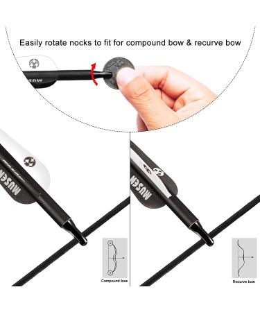 Musen 28/30 Carbon Archery Arrows 12pcs | Shaft Spine 500, GPI 13.0 | Removable Tips | Compound & Recurve Bow | Hunting & Target Practice (Black 28) - Buy Online on GoSupps.com