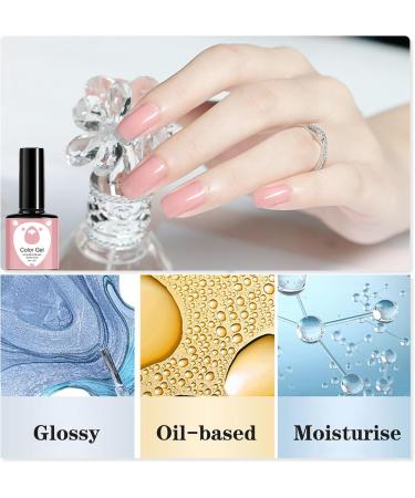 Gel Nail Polish Set Pink Gel Nail Polish 6 Colors French Manicure Gifts UV/LED Soak-Off Spring Shades Light Pink Nude Pink Nail Polish Kit for Women Nail Art Salon DIY At Home - Buy Online on GoSupps.com