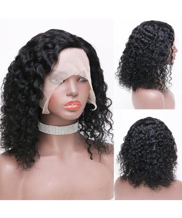 QINGSIYU Brazilian Water Wave Human Hair Lace Front Wig 14 - Natural Black Wavy T-Part Wig for Black Women - Buy Online on GoSupps.com