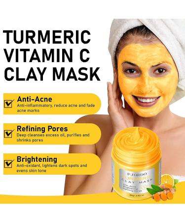 Pjordo 4-Piece Clay Mask Set - Turmeric, Vitamin C, Dead Sea Mud, Avocado & Rose Clay Masks - Face Mask Skin Care Gift for Women - 2.82 Oz Each - Buy Online on GoSupps.com