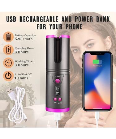 Automatic Curling Iron Cordless Auto Curler Rechargeable Auto Curler with LCD Display Professional Ceramic Barrel Curling Wand Fast Heating Hair Culer (Gray1) - Buy Online on GoSupps.com