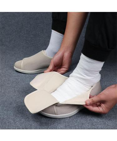 NVBHOF Adjustable Diabetic Shoes for Men - Beige, Size 12 - Comfy Orthopedic Footwear for Swollen Feet, Plantar Fasciitis - Non Slip, Widening Design for Elderly - Buy Online on GoSupps.com