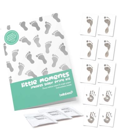 Inkless 10 Sheet & 3 Inkless Towelette Baby Hand Print and Foot Print Kit - Ready to Frame Sizes Three Wipe