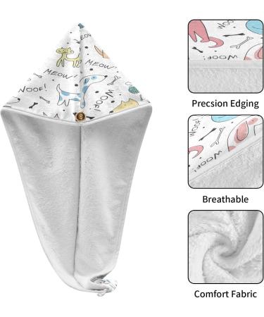 Shop Doodle Lovely Animals Dry Hair Cap Set - Quick Drying Super Absorbent Soft & Comfortable Towel with Button Headband | International Shipping Available - Buy Online on GoSupps.com