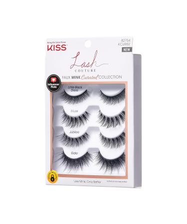 KISS Lash Couture Faux Mink False Eyelashes Multipack - Celebrity Favorite Wispy Effect Volume & Curl Reusable Cruelty-Free 4-Pairs Contact Lens Friendly - Buy Online on GoSupps.com